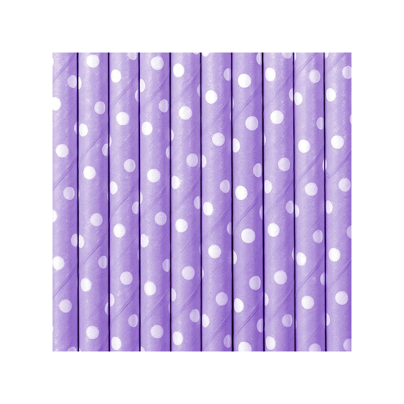 10 Pailles Rétro Pois Blanc sur Parme