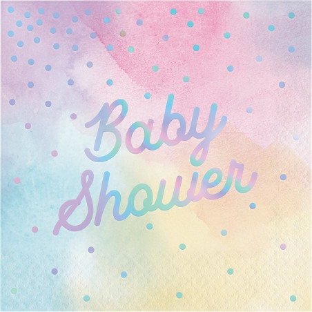 Serviettes Baby Shower Pastel & Holographique