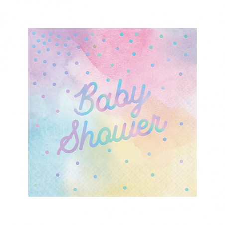 Serviettes Baby Shower Pastel & Holographique