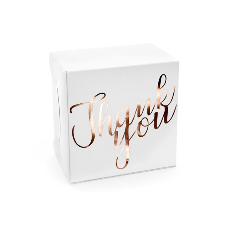 10 Boîtes Cadeaux Invités Thank You Rose Gold / Rose Cuivré Sweet Table