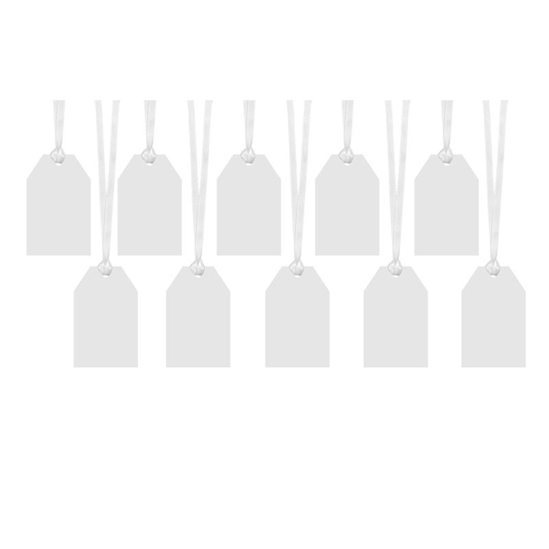 10 étiquettes drapeaux blanches ruban blanc