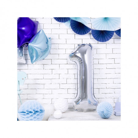 Ballon Géant Alu Gris Argent Chiffre 1 An Fête d'Anniversaire Ballon Géant Alu Gris Argent Chiffre 1 An Fête d'Anniversaire