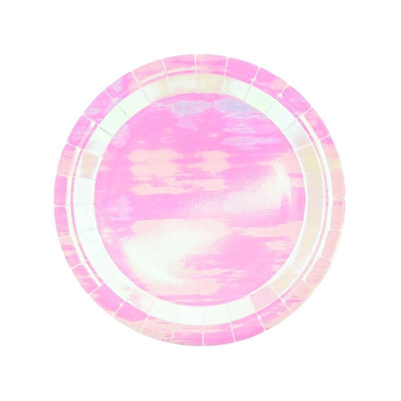 6 Grandes Assiettes Holographiques Effet Ultra Brillant