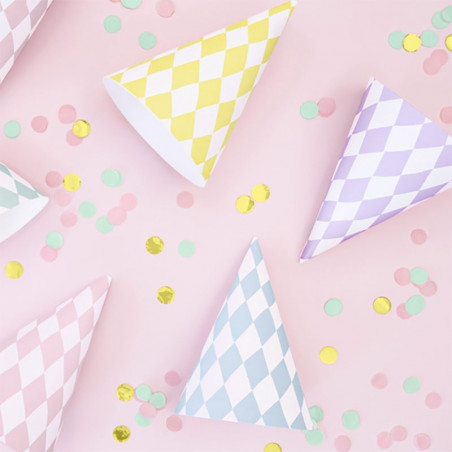 6 Chapeaux de Fête Pastel avec Losanges - Anniversaire pour Enfants 6 Chapeaux de Fête Pastel avec Losanges - Anniversaire pour Enfants