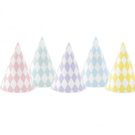 6 Chapeaux de Fête Pastel avec Losanges - Anniversaire pour Enfants 6 Chapeaux de Fête Pastel avec Losanges - Anniversaire pour Enfants