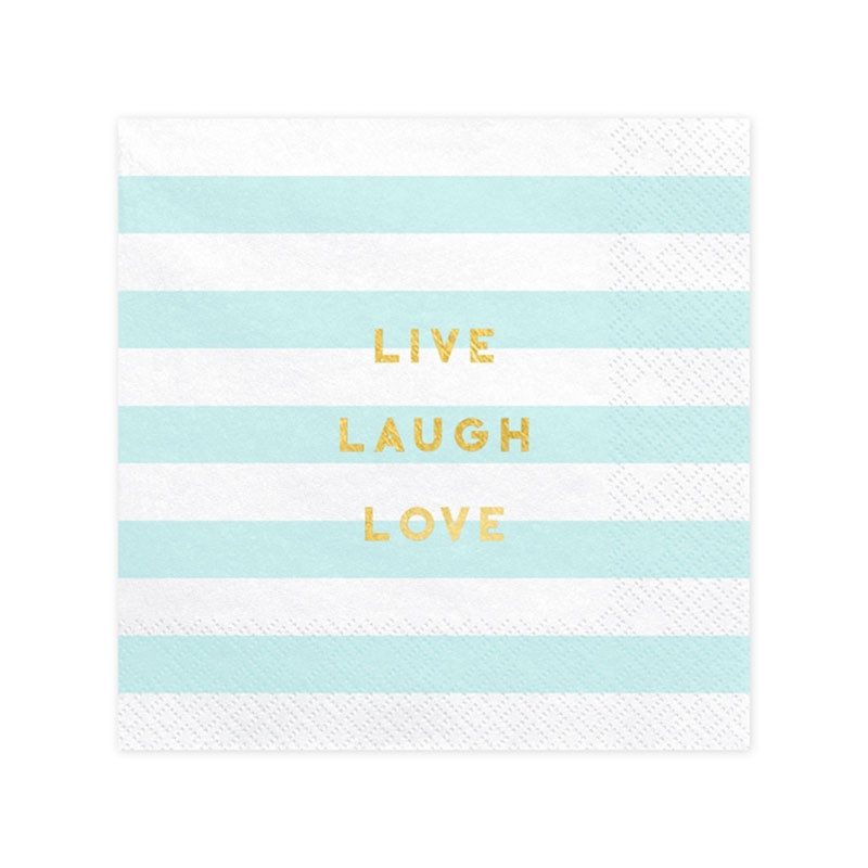 20 Serviettes Rayées Bleu Pastel - Anniversaire pour Enfants