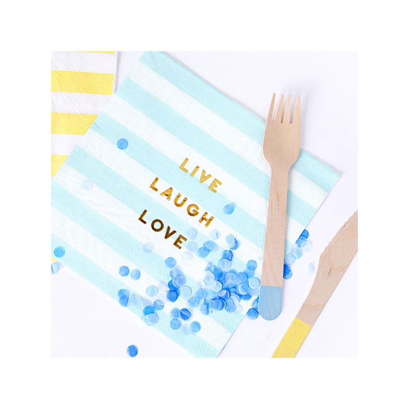 20 Serviettes Rayées Bleu Pastel - Anniversaire pour Enfants