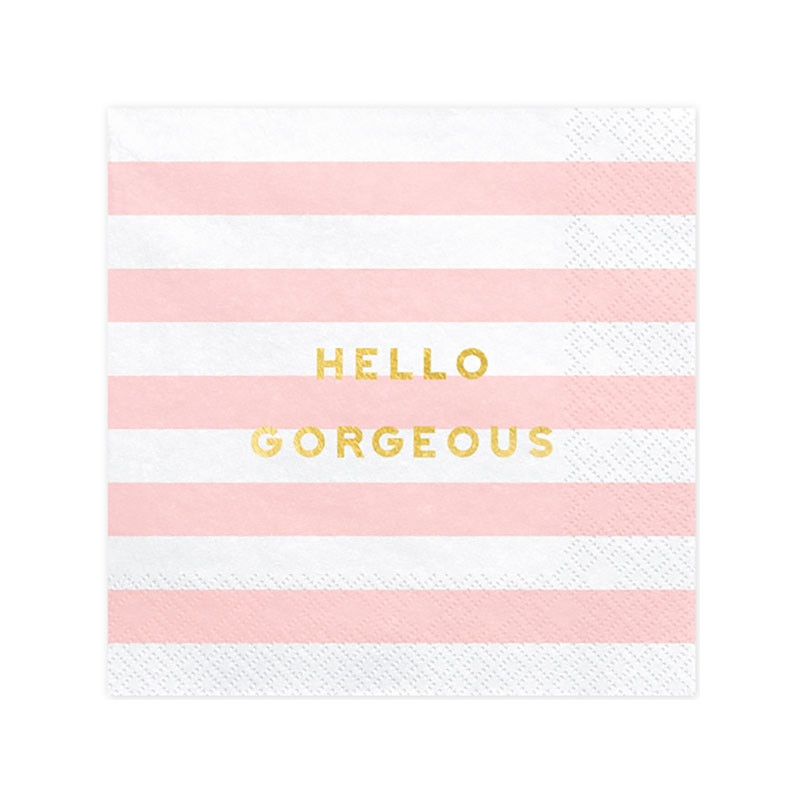 20 Serviettes Rayées Rose Pastel - Anniversaire pour Enfants