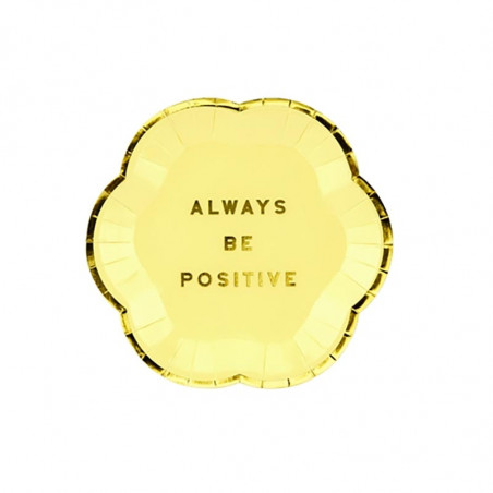 Mini Assiettes Always Be Positive Jaune Pastel & Doré - Candy Party