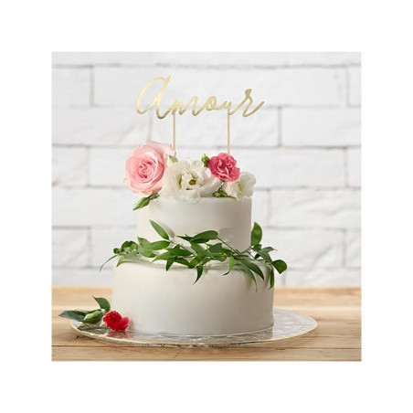 Pique Amour Doré Métallisé - Gâteau de mariage