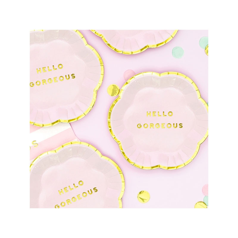 Mini Assiettes Hello Gorgeous Rose Pastel & Doré - Candy Party