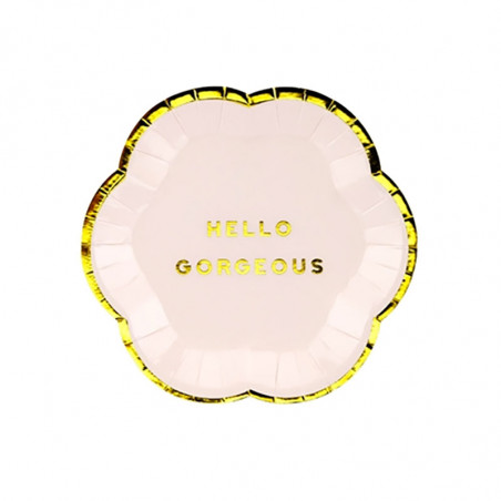 Mini Assiettes Hello Gorgeous Rose Pastel & Doré - Candy Party