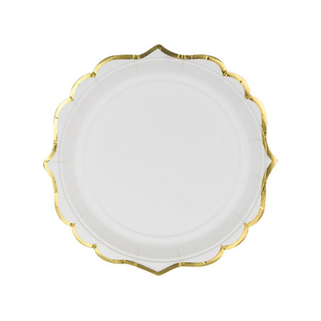 6 Petites Assiettes Blanc et Doré