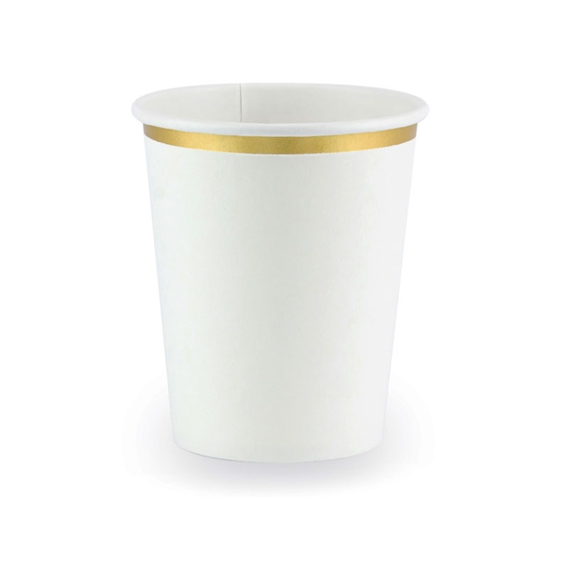 6 Gobelets en Papier Blanc et Doré