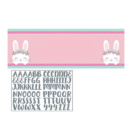 Banderole à Personnaliser Thème Lapine Rose et Mint - Girly