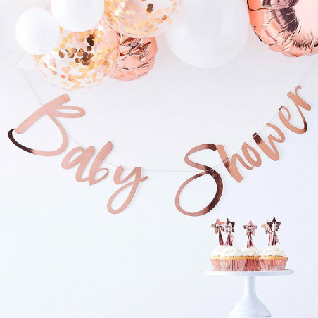 Banderole "Baby Shower" rose gold - Décoration