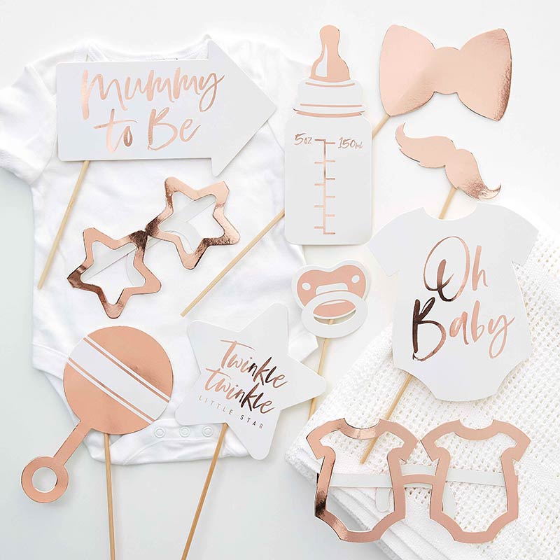 Kit Photobooth Accessoires Rose Cuivre Gold Baby Shower Party