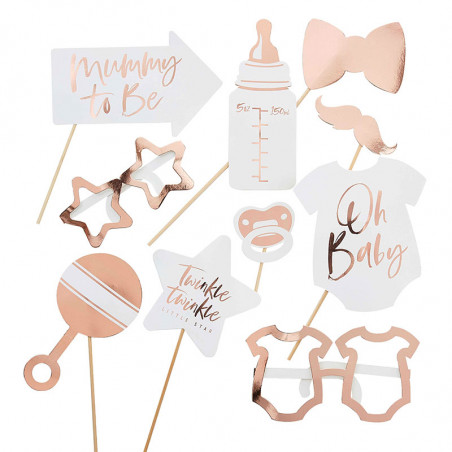 Kit Photobooth - Premium "Oh Baby" Rose Gold