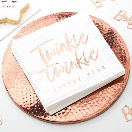 Grandes Serviettes Twinkle Twinkle Little Star Rose Gold Cuivré - Vaisselle Jetable Premium