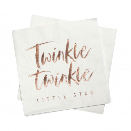 Grandes Serviettes Twinkle Twinkle Little Star Rose Gold Cuivré - Vaisselle Jetable Premium
