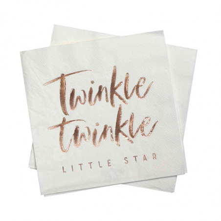 Grandes Serviettes Twinkle Twinkle Little Star Rose Gold Cuivré - Vaisselle Jetable Premium