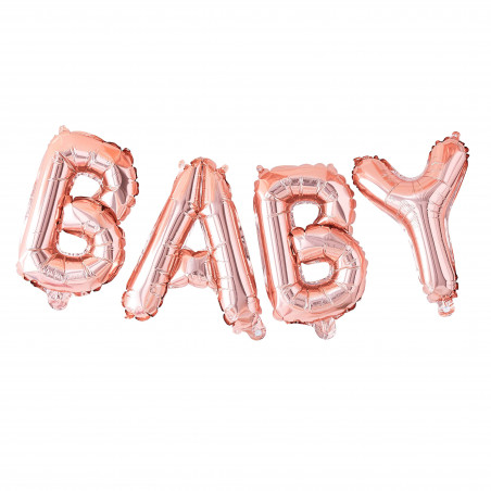Ballons Lettres "Baby " rose gold - Décoration de salle