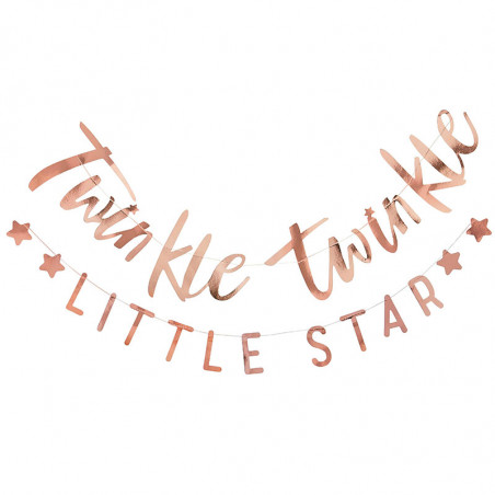 2 Banderoles "Twinkle Twinkle" et "Little Star" rose gold - Décoration