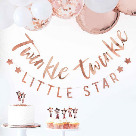 2 Banderoles "Twinkle Twinkle" et "Little Star" rose gold - Décoration