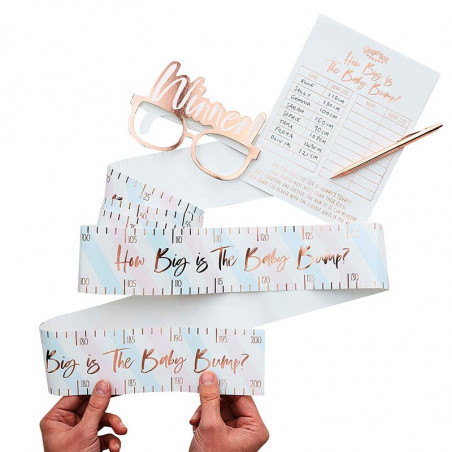 Kit Complet Jeu de Baby Shower Tour de Nombril Rose Gold