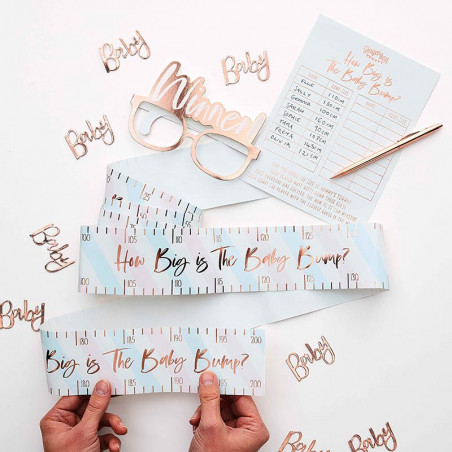 Kit Complet Jeu de Baby Shower Tour de Nombril Rose Gold