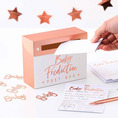 Kit Complet Jeu des Prédictions Baby Shower Rose gold