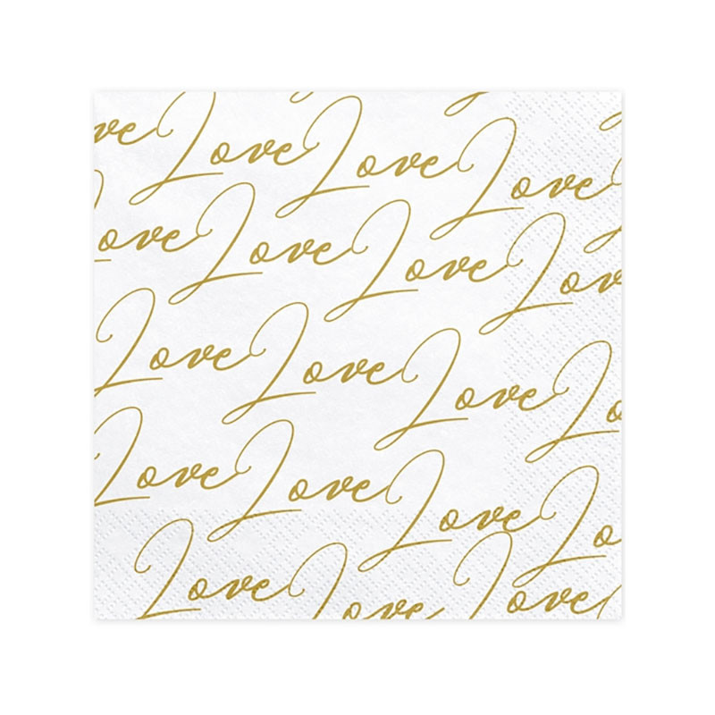 Serviettes en Papier Premium Love Doré Mat