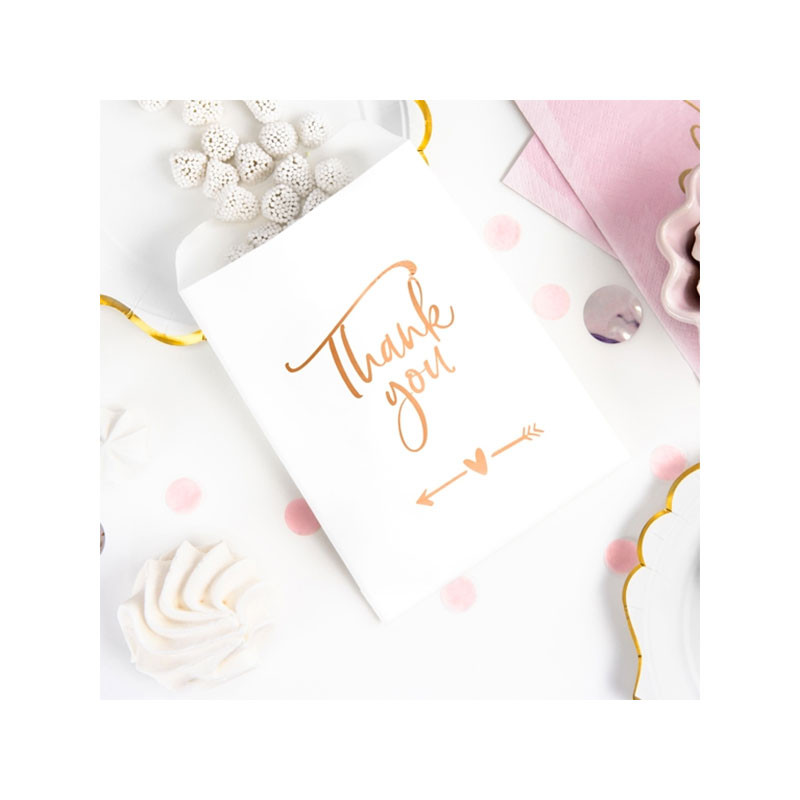 6 Sachets Cadeaux Invités Thank You Rose Gold / Rose Cuivré Sweet Table