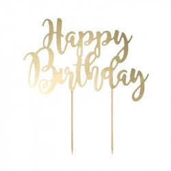 Decoration Pique Pour Gateau Happy Birthday Anniversaire Dore