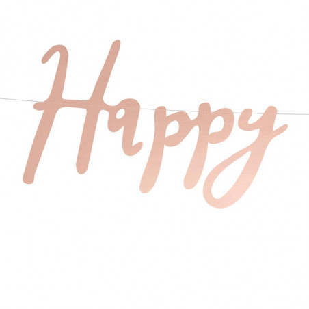 Banderole Happy Birthday Papier Premium Rose Gold Rose Cuivré Banderole Happy Birthday Papier Premium Rose Gold Rose Cuivré