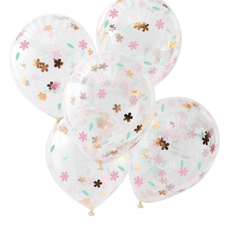 Ballons Confettis Fleuris Liberty Rose Gold - Collection décoration florale pastel