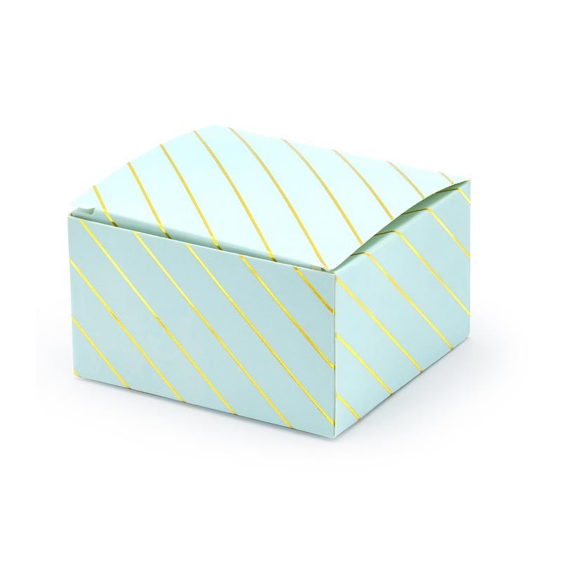 10 Contenants à Dragées Boîtes Bleu Pastel et Doré