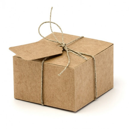 10 Boîtes à Dragées Kraft + Etiquettes - Boîtes Cadeaux Invités