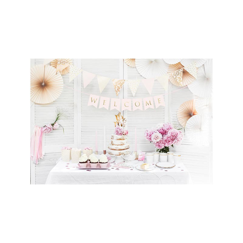 Banderole à Fanions Welcome Rose Poudré et Doré