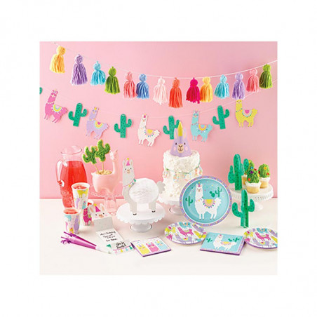 Grandes assiettes thème Lama et Cactus - Anniversaire pour enfant