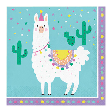 Serviettes en papier thème Lama et Cactus - Anniversaire pour enfant