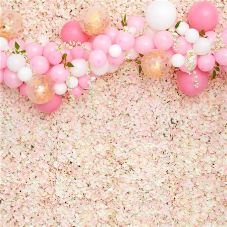 Grand Panneau pour Mur de Fleurs Rose & Blanc - Rideau Backdrop