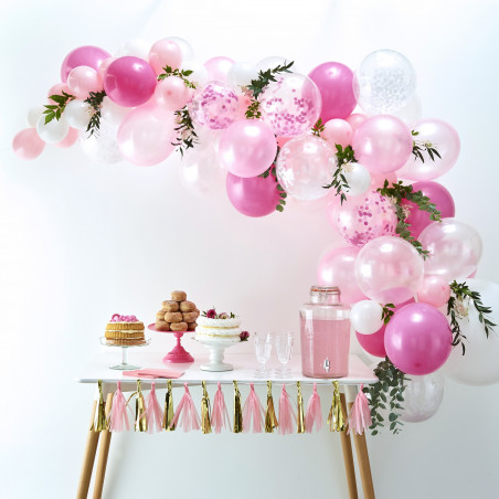 Kit pour Guirlande de Ballons Organiques - Rose & Blanc Décoration