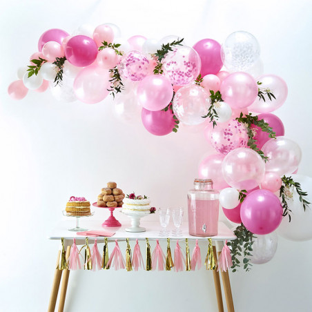 Kit pour Guirlande de Ballons Organiques - Rose & Blanc Décoration