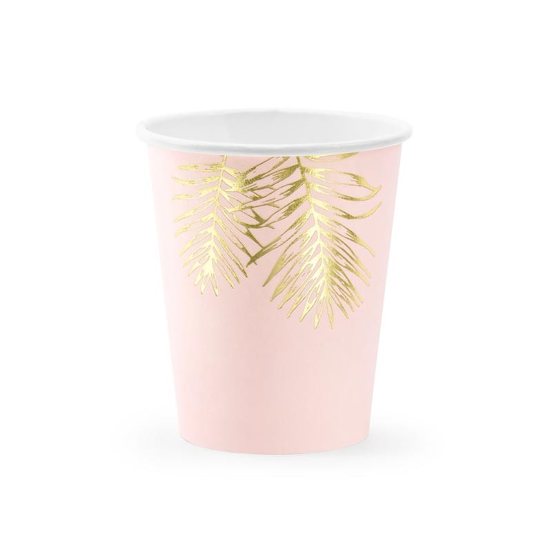 Gobelets à Thème Cygne Rose Poudré Blanc et Doré