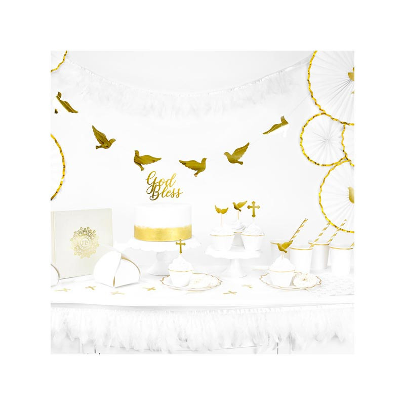 Serviettes Croix IHS Blanc et Doré En Papier Fête Religieuse