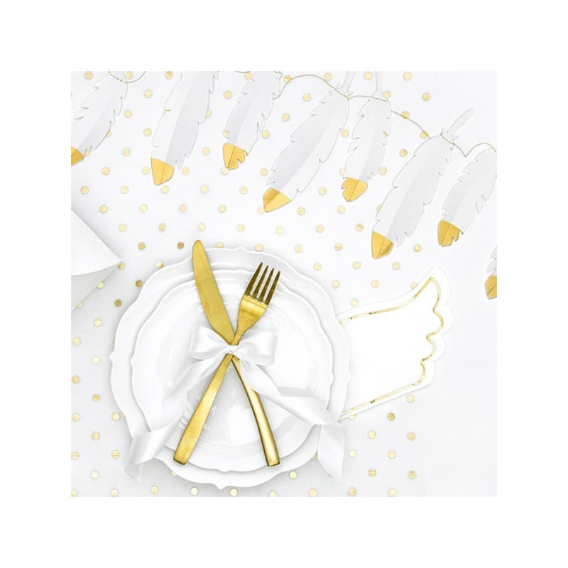 Serviettes en forme d'Ailes Blanc et Doré - Ange et cygne