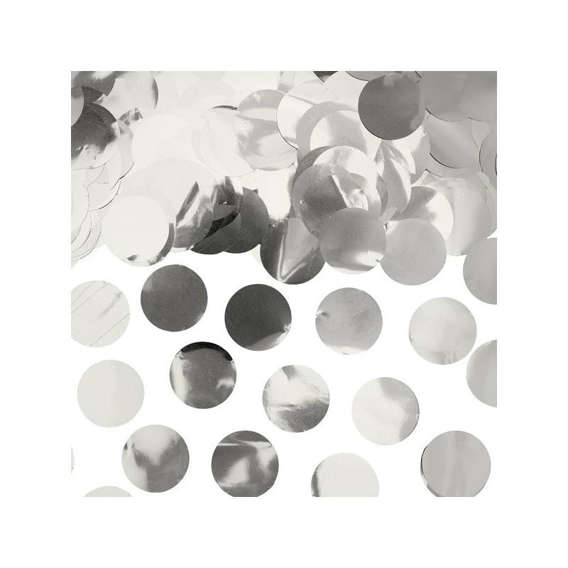 Confettis ronds gris argent - Décoration de table métallisée