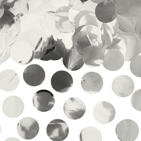 Confettis ronds gris argent - Décoration de table métallisée