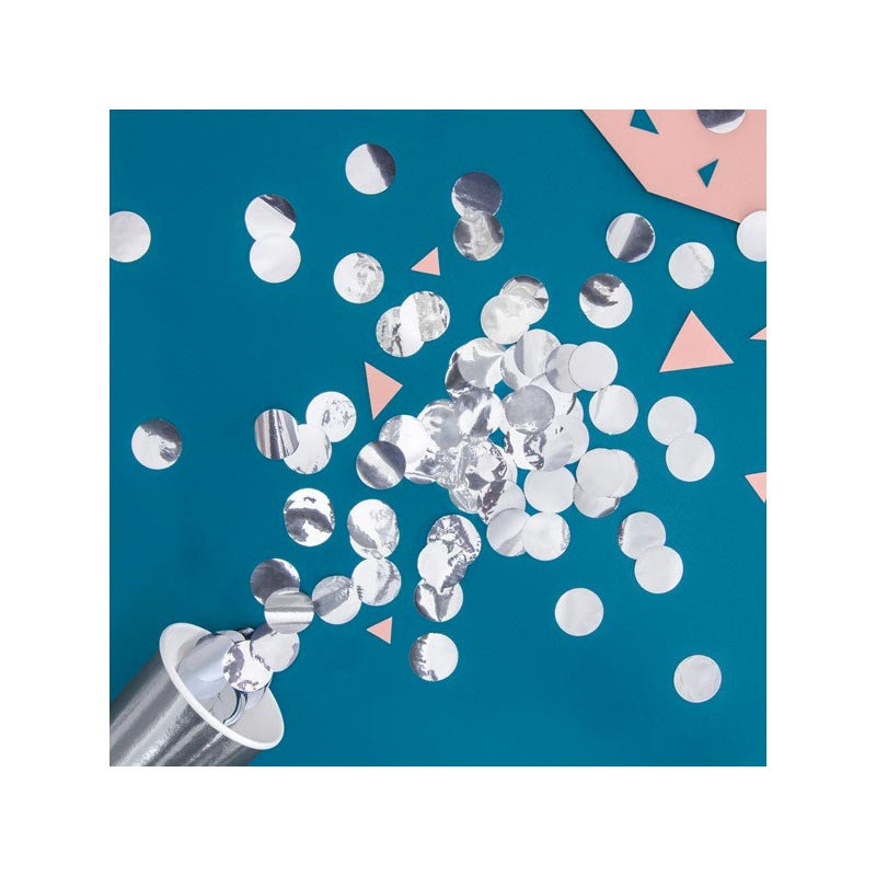 Confettis ronds gris argent - Décoration de table métallisée
